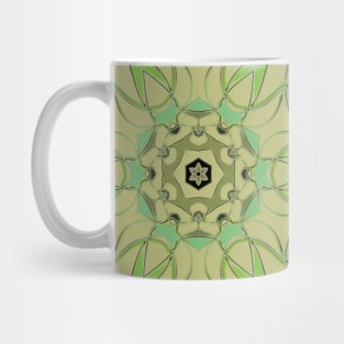 Cartoon Mandala Flower Green and Blue Mug